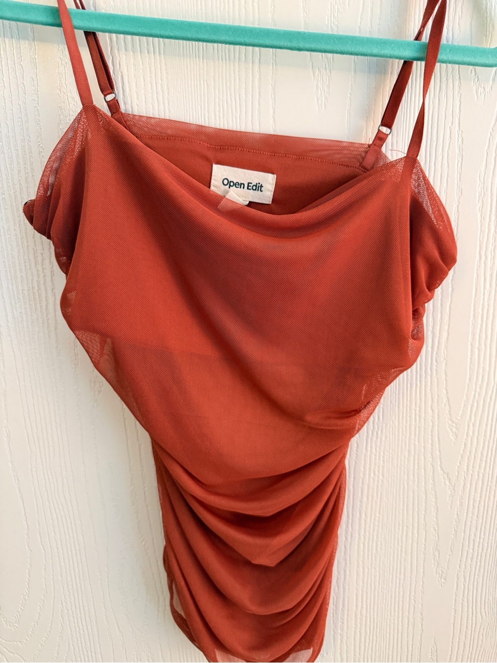 Open Edit Women's Rust Orange Draped Camisole